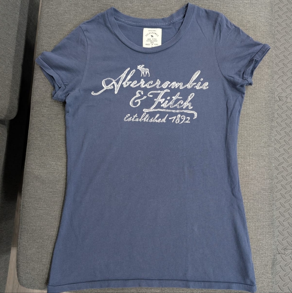 Abercrombie & Fitch Blue Fitted Polo T-Shirt Cap Sleeve